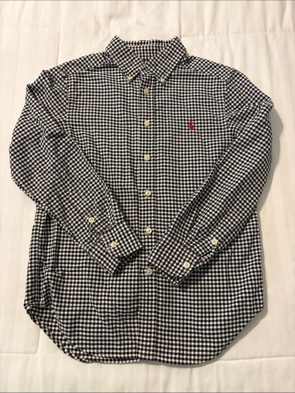 Polo by Ralph Lauren Black & White Gingham Button-Down with Red Pony